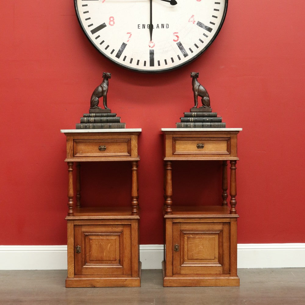 Pair of Bedside Tables, Antique French Oak Bedside Cabinets, Hall Lamp Tables B10256
