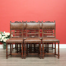 Load image into Gallery viewer, Set of 8 Antique French Dining Chairs, Kitchen Chairs with Brass Studs to Seats
