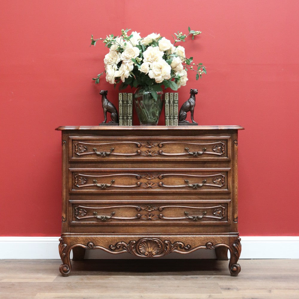 Antique French Chest of Drawers, Oak 3 Drawer Hall Cabinet, Foyer Chest Drawers B10572