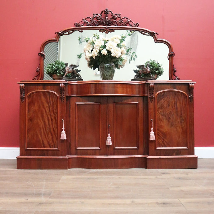 Antique Australian Cedar Sideboard, Mirror Back Inverted Breakfront Sideboard B11096