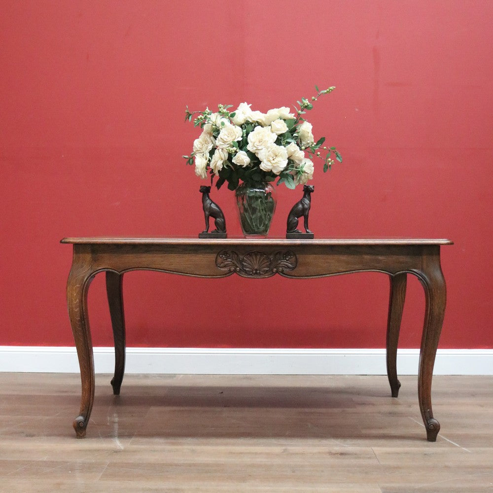 Antique French Dining Table, French Oak Kitchen Table with Scalloped Apron B10947