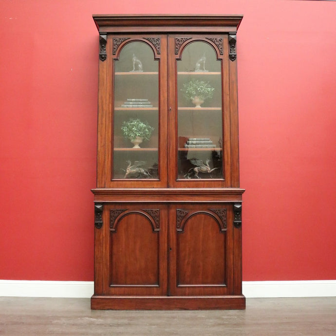 Antique English Bookcases English Mahogany c1880 2 Height Bookcase China Cabinet