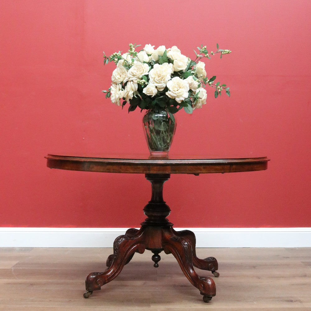 Antique English Burr Walnut Table, Sofa Table, Hall Table, Coffee, Centre Table B10798