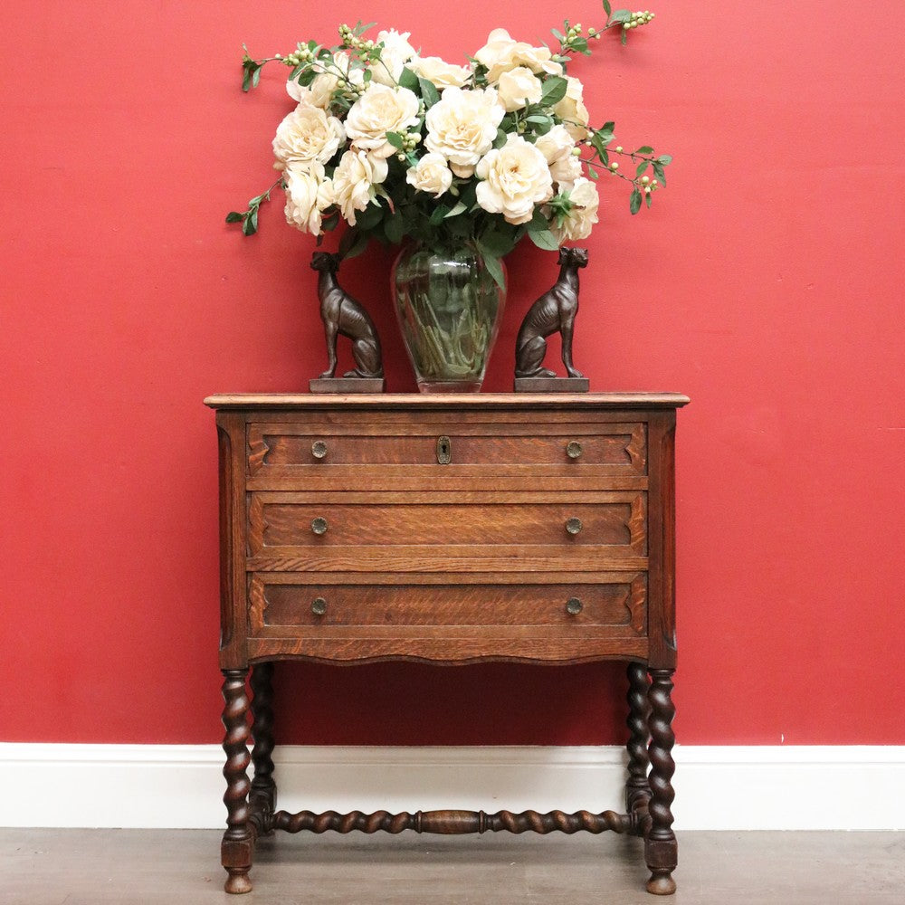 Antique French Hall Cabinet, Chest of Drawers, Lamp Side Table with Spiral Legs B10201
