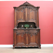 Load image into Gallery viewer, Antique French Walnut 2 Section height Carved Buffer Bookcase Display China Cabinet B10701

