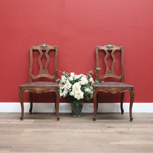 Load image into Gallery viewer, Pair of Antique French Hall Chairs, Leather, Oak and Brass Stud Office Chairs B10429
