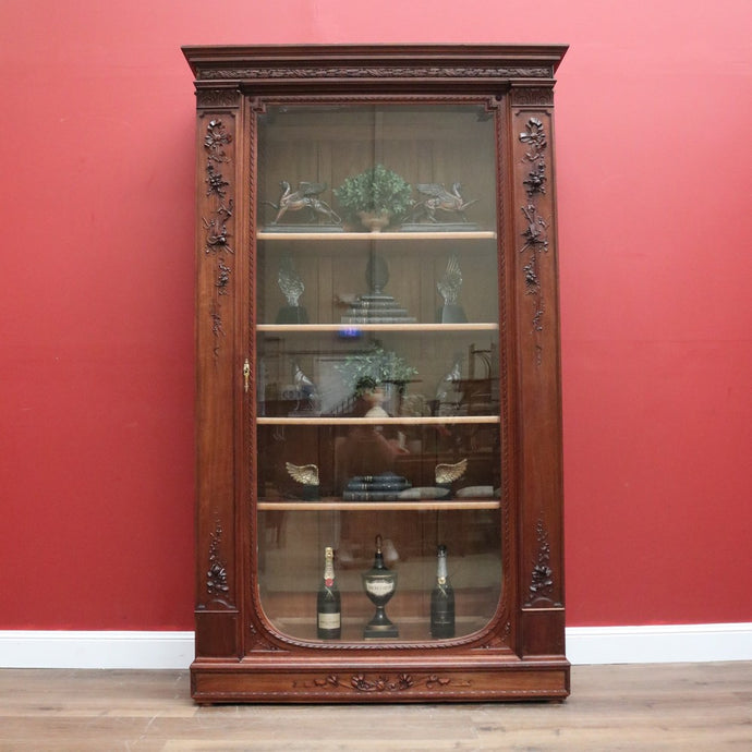 Antique French Walnut Bookcase, French Linen Press or Walnut China Cabinet Glass B11111