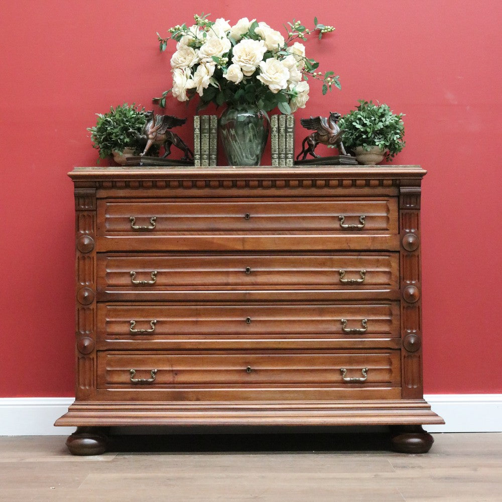x SOLD Antique French Walnut 4 Drawer Marble Top Bedroom Hallway Chest of Drawers B10705