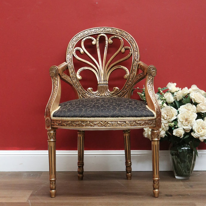 Vintage Italian Gilt Timber Bedroom Chair, Armchair, Hall Chair, Lounge Chair B10803