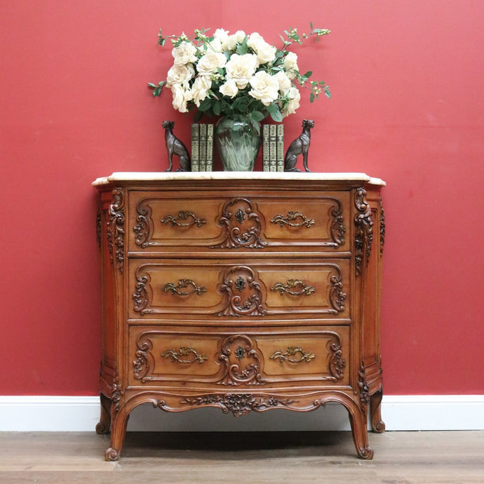 Antique Chest of Drawers, Antique French Marble Top Hall Cabinet Cupboard Chest B10776