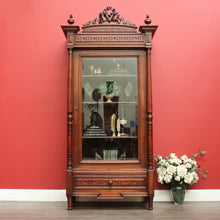 Load image into Gallery viewer, Antique French Bookcase China Cabinet, Antique Walnut Glass Door Hall Cupboard
