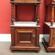 Load image into Gallery viewer, x SOLD Pair of Antique French Bedside Cabinet, Mahogany Marble Lamp Side Bedside Table B10488
