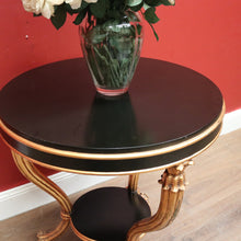 Load image into Gallery viewer, x SOLD Vintage Italian Two-tier Side Table with Tri-leg Base, Black Ebonised Lamp Table B11249
