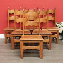 Load image into Gallery viewer, x SOLD Set of 6 Dining Chairs, Antique French Oak Kitchen Chairs, Ladder Back Chairs B10504
