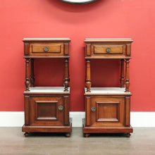 Load image into Gallery viewer, x SOLD Pair of Antique French Bedside Cabinet, Mahogany Marble Lamp Side Bedside Table B10488
