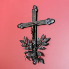 Load image into Gallery viewer, x SOLD Vintage French Cross Crucifix, Brass Church Cross, Crown of Thorns Jesus B10636
