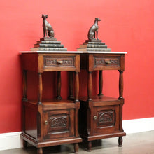 Load image into Gallery viewer, x SOLD Pair of French Bedside Tables, Antique French Oak and Marble Lamp Table Bedsides B10150
