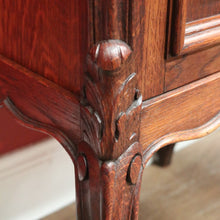 Load image into Gallery viewer, x SOLD Pair of Antique French Oak and Marble Top Bedside Tables Brass Handle Lamp Table B11027
