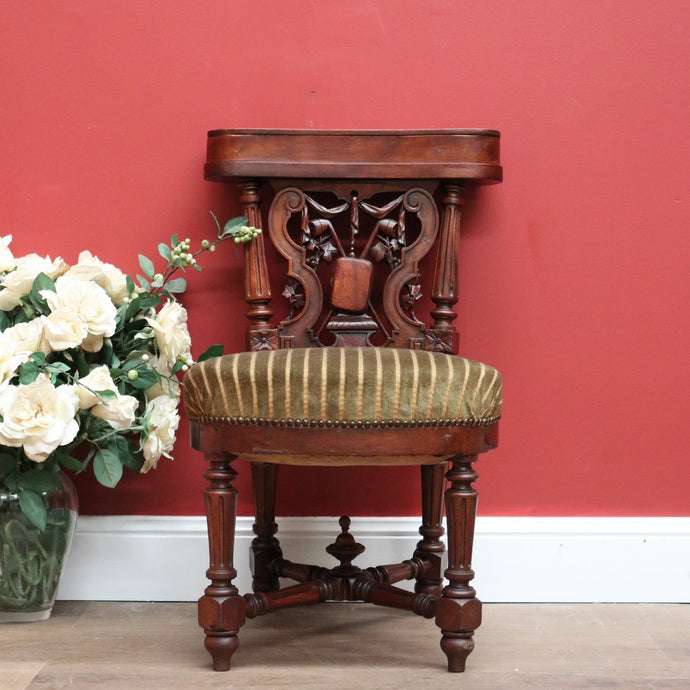 Antique French Oak Carved Back Prayer hallway Chair, Kneeler,Church Prie Dieu B10693