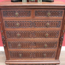 Load image into Gallery viewer, x SOLD Antique French Chest of Drawers, French Oak and Brass Carved Hall Chest Cabinet B10882
