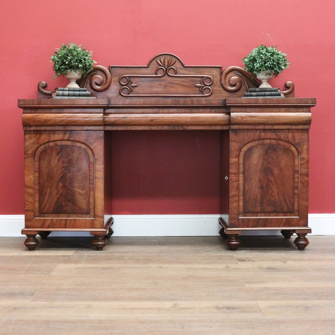 Antique English Mahogany Sideboard Antique Inverted Twin Pedestal Sideboard B10984