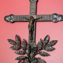 Load image into Gallery viewer, x SOLD Vintage French Cross Crucifix, Brass Church Cross, Crown of Thorns Jesus B10636
