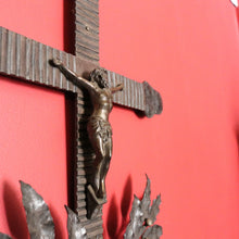 Load image into Gallery viewer, x SOLD Vintage French Cross Crucifix, Brass Church Cross, Crown of Thorns Jesus B10636
