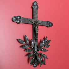 Load image into Gallery viewer, x SOLD Vintage French Cross Crucifix, Brass Church Cross, Crown of Thorns Jesus B10636
