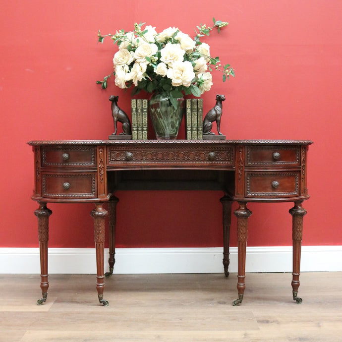 Antique French Desk, Walnut and Leather Ladies Desk, Kidney Shaped Office Desk B10643