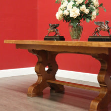 Load image into Gallery viewer, x SOLD Antique French Oak Refectory Table Dining Table Church Gothic Quatrefoil Shape to Pedestal B10317

