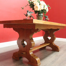 Load image into Gallery viewer, x SOLD Antique French Oak Refectory Table Dining Table Church Gothic Quatrefoil Shape to Pedestal B10317
