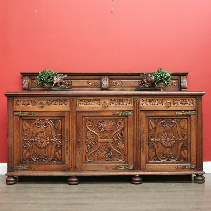 Antique Sideboard, French Oak 3 Door, Drawer Sideboard Buffet Cabinet Cupboard B10294
