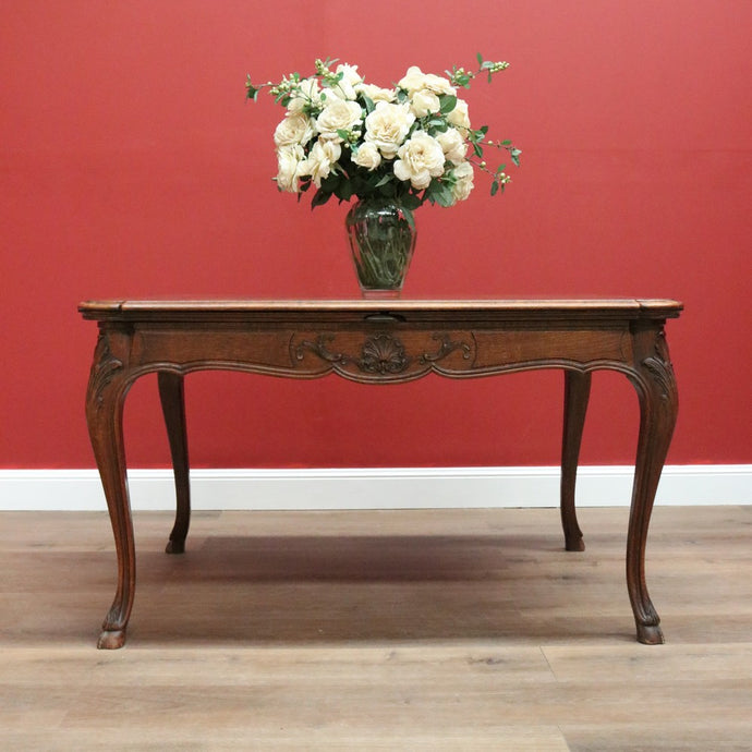 Antique French Dining Table, Diamond Parquetry Kitchen Table, 2 Extension Leaves B10634