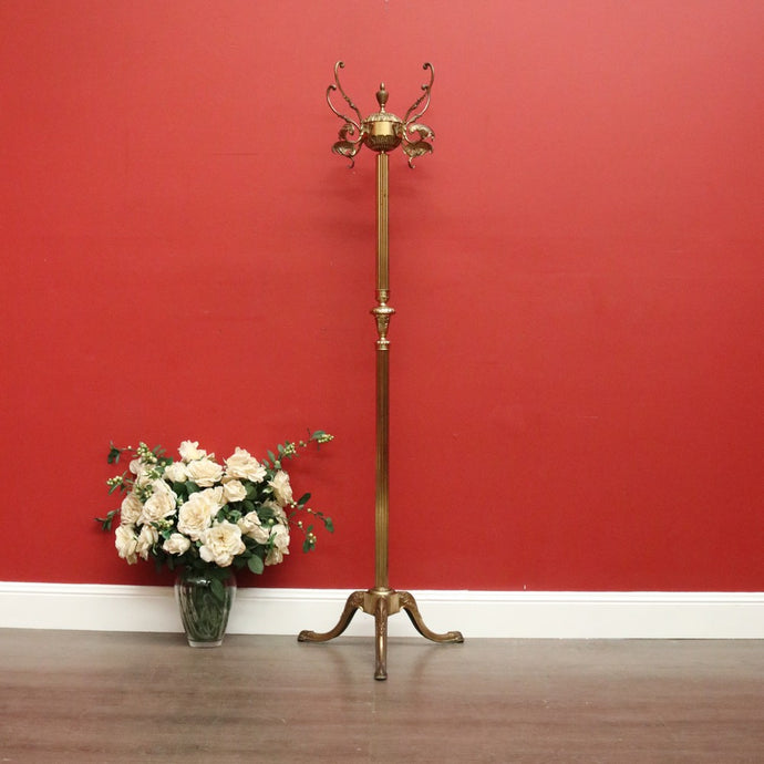 Vintage French Brass Coat Rack, Free Standing Revolving Coat Tree Hat Scarf Rack B10498