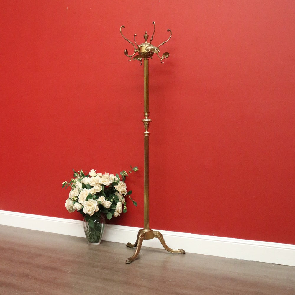 x SOLD Vintage French Brass Coat Rack, Free Standing Revolving