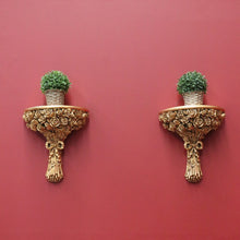 Load image into Gallery viewer, Pair of Gilt French Walnut Scones, Floral Roses Bouquet Gilt Gold Wall Brackets B10975
