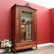 Load image into Gallery viewer, x SOLD Antique French Armoire, French Walnut Linen Press, Hall Cabinet Bevelled Mirror B10830

