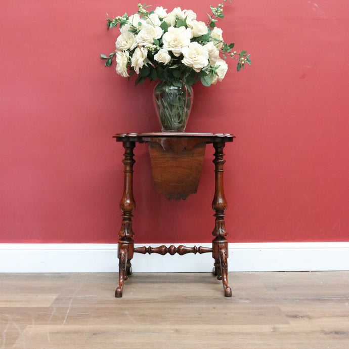 Antique English Mahogany Sewing Table, Lamp or Side Table, Sliding Drawer Table B10972