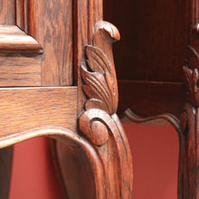 Load image into Gallery viewer, x SOLD Pair of Antique French Oak and Marble Top Bedside Tables Brass Handle Lamp Table B11027
