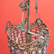 Load image into Gallery viewer, x SOLD Vintage French Basket Chandelier, Brass, Glass and Beads, Ceiling Light Shade. B10380
