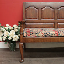 Load image into Gallery viewer, x SOLD Antique Georgian Oak Settle, Hall Chair, English Oak Bench Seat or Arm Chair. B9673
