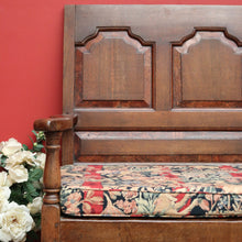 Load image into Gallery viewer, x SOLD Antique Georgian Oak Settle, Hall Chair, English Oak Bench Seat or Arm Chair. B9673
