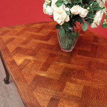 Load image into Gallery viewer, x SOLD Antique French Oak 2 Leaf Extension Dining Table Parquetry Top Kitchen Table. B10335
