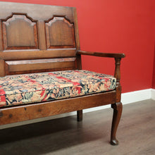 Load image into Gallery viewer, x SOLD Antique Georgian Oak Settle, Hall Chair, English Oak Bench Seat or Arm Chair. B9673
