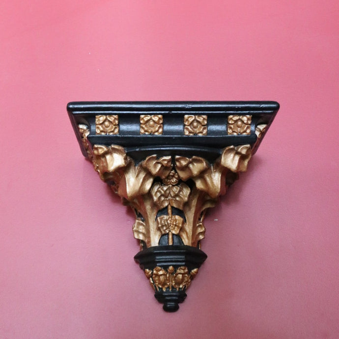 Antique French Church Wall Sconce, Black and Gilt Wall Bracket, Statue Holder #2 B10463