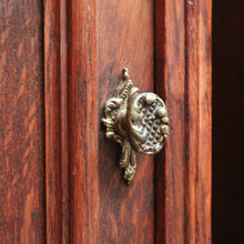 Load image into Gallery viewer, x SOLD Pair of Antique French Oak and Marble Top Bedside Tables Brass Handle Lamp Table B11027
