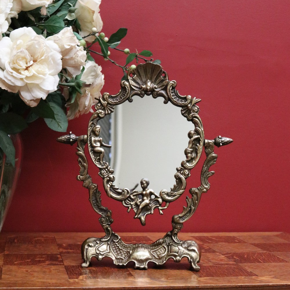 Antique French Boudoir Mirror, Antique Brass Dressing Table Mirror Vanity Mirror B10756