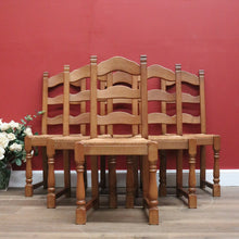 Load image into Gallery viewer, Antique French Dining Chairs x 6, Set of Six Antique French Oak and Rush Chairs B10958
