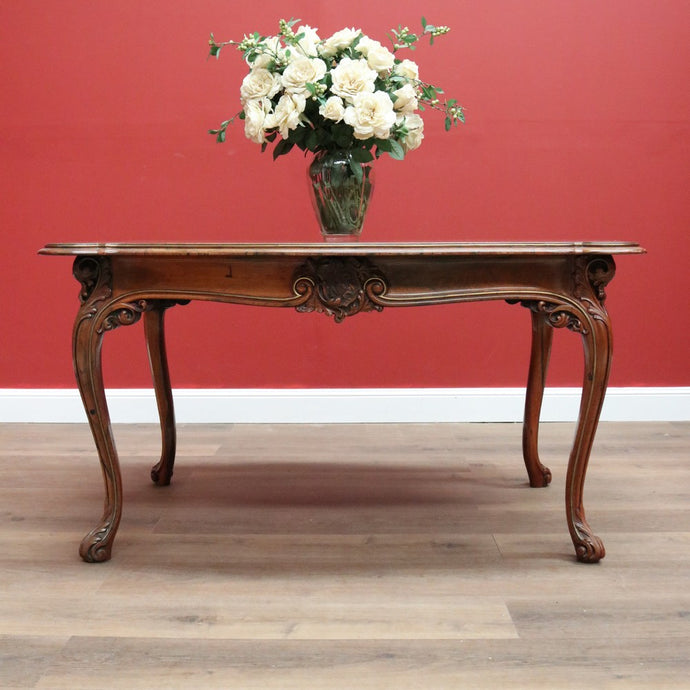 Antique French Rosewood Dining Table, Gilt Brass Trim Kitchen Table Centre Table B10649