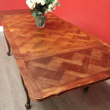 Load image into Gallery viewer, x SOLD Antique French Oak 2 Leaf Extension Dining Table Parquetry Top Kitchen Table. B10335
